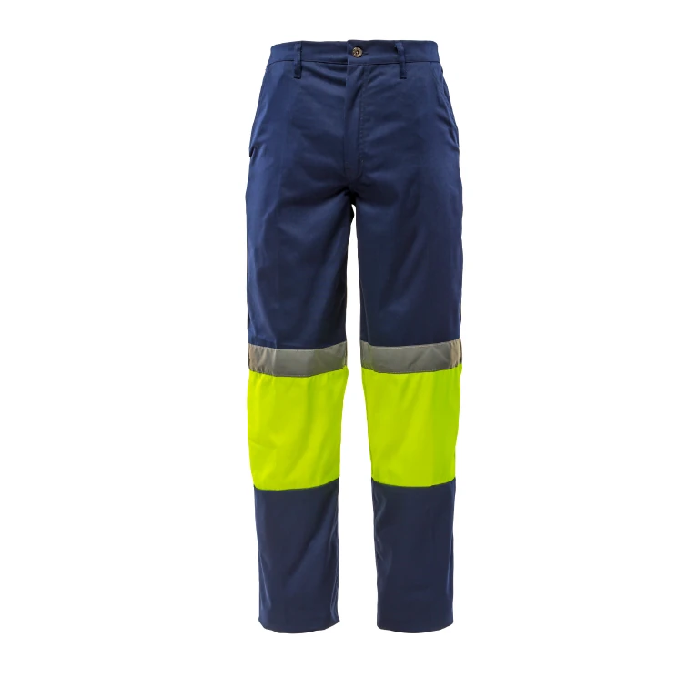 Navy / Lime Reflective trouser 65/35 cotton